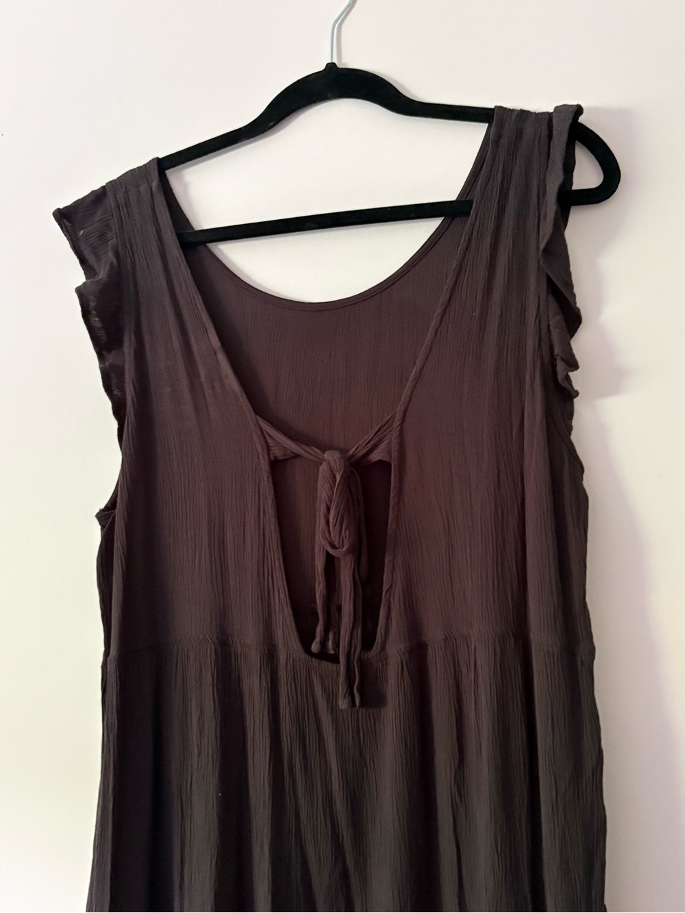 Women's Black Crinkle Gauze Sleeveless Scoop Neck Dress XL - Picture 4 of 6